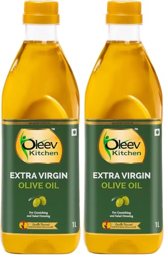 Image of Oleev Extra Virgin Olive Oil, for Garnishing and Salad Dressing, 1L PET Bottle (Pack of 2)
