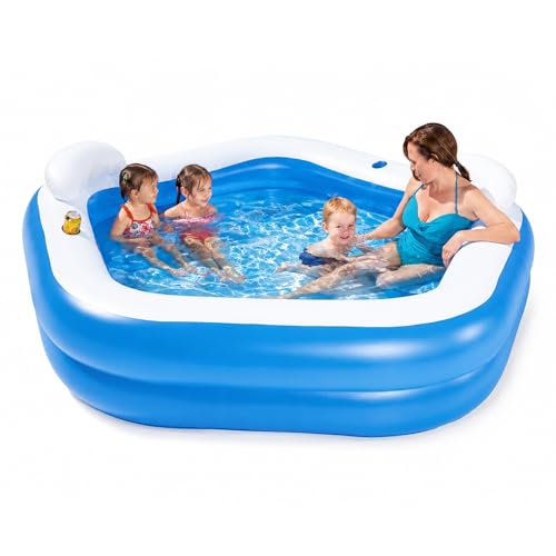 Bestway 54153 Piscine gonflable octogonale avec siètes et appuie-tête 213 x 206 x 69 cm Couleur