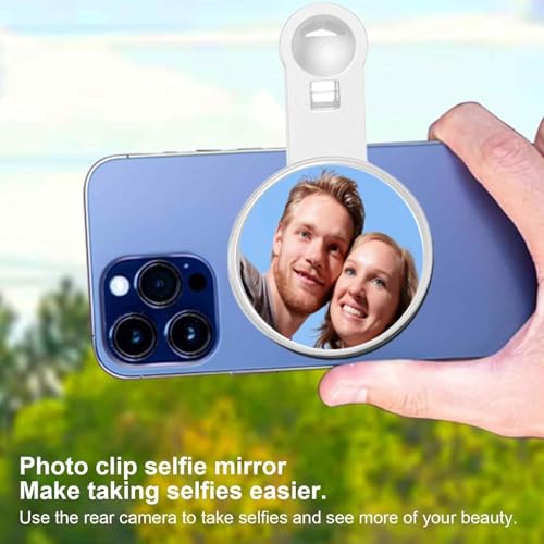 Image of 1 PCS Phone Vlog Selfie Monitor Screen, Selfie Mirror for Back Camera, Adjustable Makeup Tool for Travel, Clip On Mirror for Phone (White)