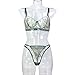 Women Floral Embroidered Lingerie Set Sheer Mesh Bra and Panty Set See Through Scallop Trim Underwear Boudoir Outfits Green