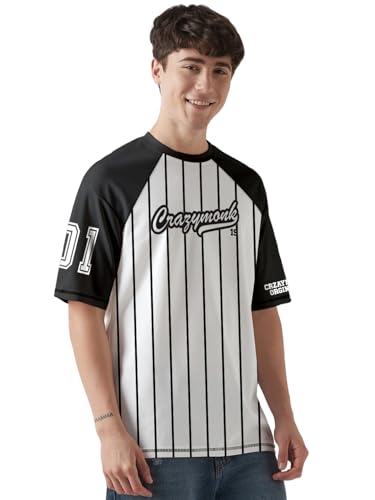 Image of crazymonk Base Ball Team Graphic Printed Oversized T-Shirt - Multi Color
