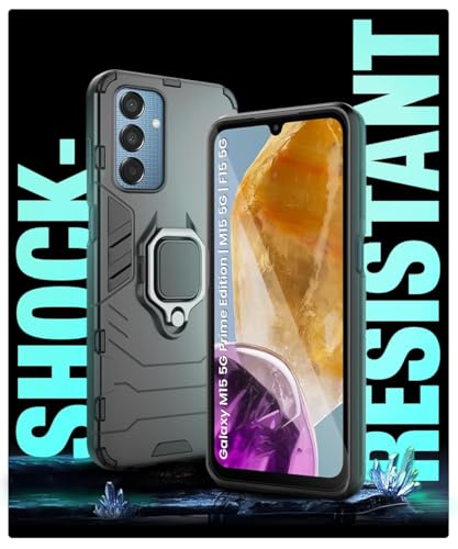 Image of AIBEX Armor Back Cover Compatible for Samsung A15 5G / Samsung F15 5G / Samsung M15 5G| Rugged Shockproof Case with Ring Holder & Kickstand | Military-Grade Protection | Magnetic Car Mount Compatible