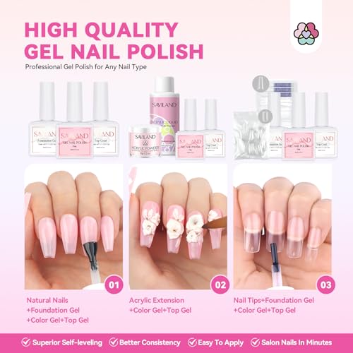 Image of SAVILAND Acrylic Nail Kit with Everything: Professional Nails Kit Set for Beginner Acrylic Powder & Liquid Gel Polish Kit U V Light Full Nail Supplies Essential Tools DIY Home Salon Christmas Gift