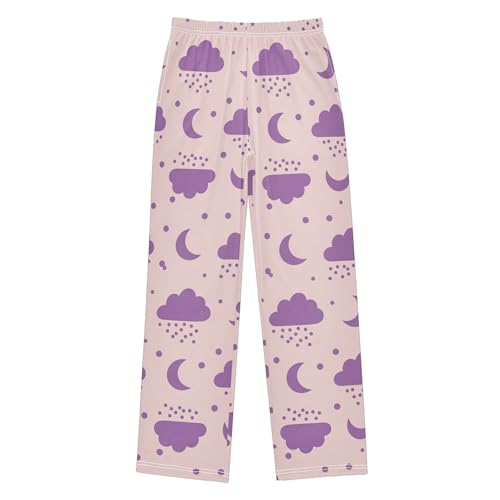 Pajama Pants Long Track Pants Moon Clouds Rain Dots Sweatpants Athletic for 6-14 Years