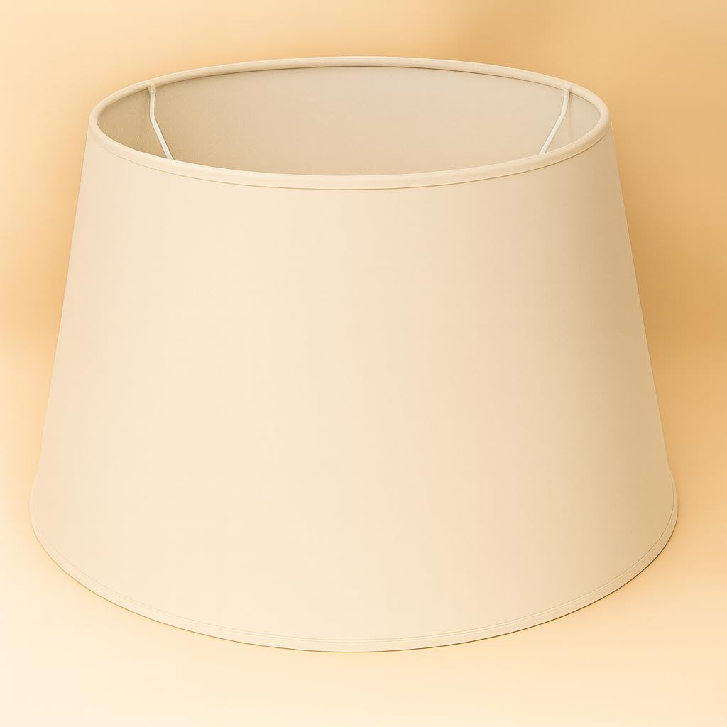 40 cm Pantalla, Cono, Tela de Algodón, respaldo de PVC Blanco, Producto Hecho a Mano, para Lámpara de Mesa, Lámpara de Pie (Marfil)