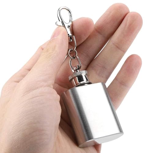 Botella de whisky con llavero de 1 onza, mini petaca de whisky portátil de acero inoxidable, botella de cadera, petaca de bolsillo, jarra de agua con llavero para vino, alcohol, whisky