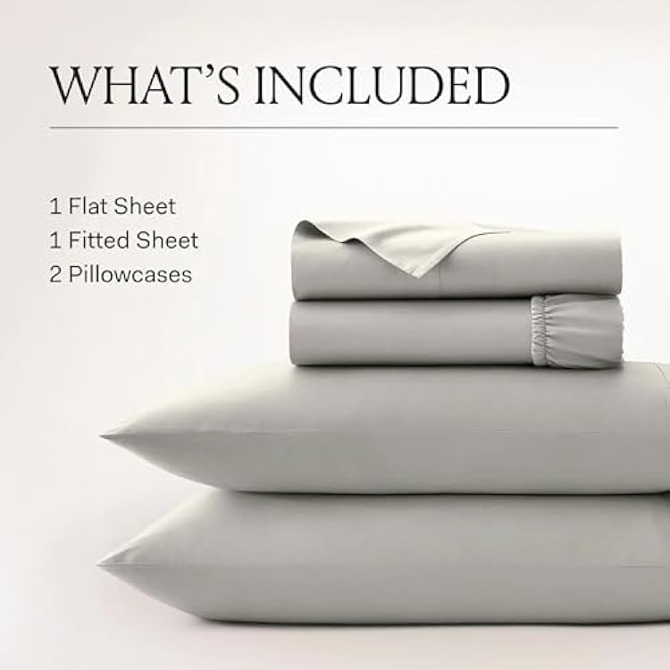 BOLL & BRANCH Signature Hemmed Sheet Set - King + Standard, Stone - Luxury 100% Organic Cotton - Includes 1 Flat, 1 Fitted, 2 Standard Size Pillowcases - Buttery Soft