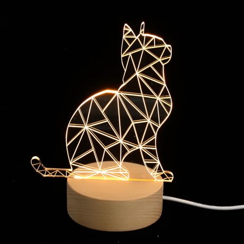 Lámpara de noche 3D LED con diseño de gato para escritorio miniatura 1