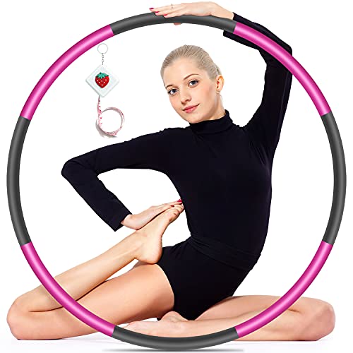Exercise hoops for adults weight lossï¼Œ2lb Weighted Hoop,8 Detachable Sections Professional Sport Hoops for Adults and Kids (pink)