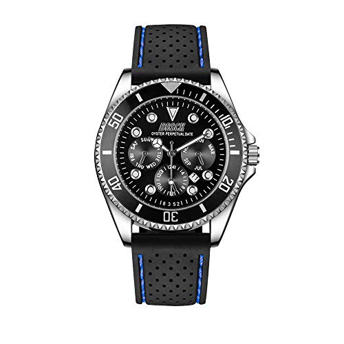 Preisvergleich Produktbild Clastyle Submariner Herrenuhr Kalender Klassisch Armbanduhren Chronograph Dekorativ Leuchtende Uhren Silikonarmband Schwarz Mode