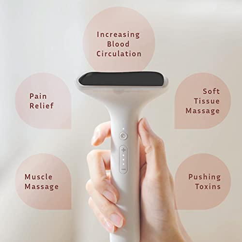Heated Gua Sha Scraping Massage Tool By Therastone; Gua Sha Skin Scraping Stone With Heat & Vibration, With Bian Stone,Soft-Tissue Massage, Improve Blood Circulation, Relieve Pain, Anti-Aging (White) #TOP1