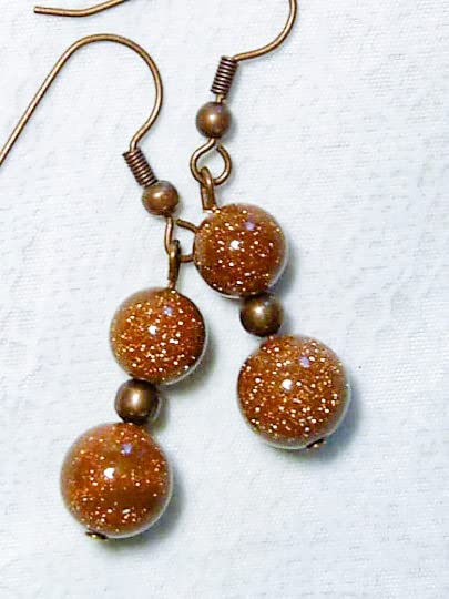 Miniatura 5 de Cynthia Lynn "COPPER FALL" Gold Sandstone Antiqued Copper Earrings