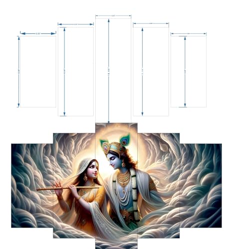 Image of SN Handicrafts Radha Krishna Religious Wall Painting for Living Room, Bedroom, Gifts, 18 inch x 30 inch Painting (Without Frame, Pack of 5)(RK S-109)