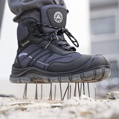 Image of Steel Toe Work Boots for Men Slip on Chelsea Boot with Kevlar Anti-Puncture Sole, ASTM F 2412-24, Men's Industrial & Construction Shoes, Non-Slip Safety Shoes