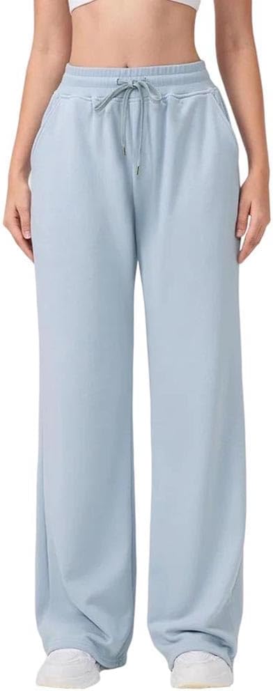 Women's High Waist Drawstring Wide Leg Pants Loose Casual Trousers