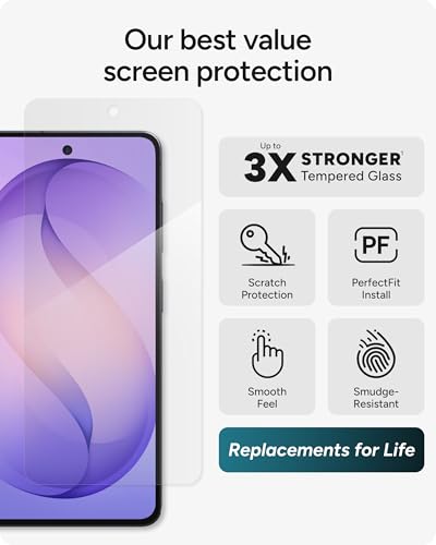 Image of ZAGG Glass+ Samsung Galaxy S26 Screen Protector - Impact & Shatter Protection, 3x Stronger Tempered Glass, Fingerprint Scanner Compatible, Scratch Resistant, InvisibleShield, Easy Installation