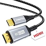 Câble USB C vers HDMI 1M, 4K@60Hz. Sans délai, transmission unidirectionnelle. Tressé nylon, connecteurs plaqués or. Compatible Thunderbolt 4/3 et mode DP Alt. Pour iPhone, MacBook, iPad, Galaxy.