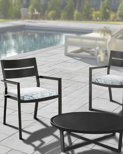 Botanical Eucalyptus Indoor/Outdoor Seat Cushions Cover,Waterproof Patio Chaise Lounge Cushion Cover for Beach Pool Side Chair Cushions 22x22x2 Pieces Floral Leaves Gradient Teal Modern White