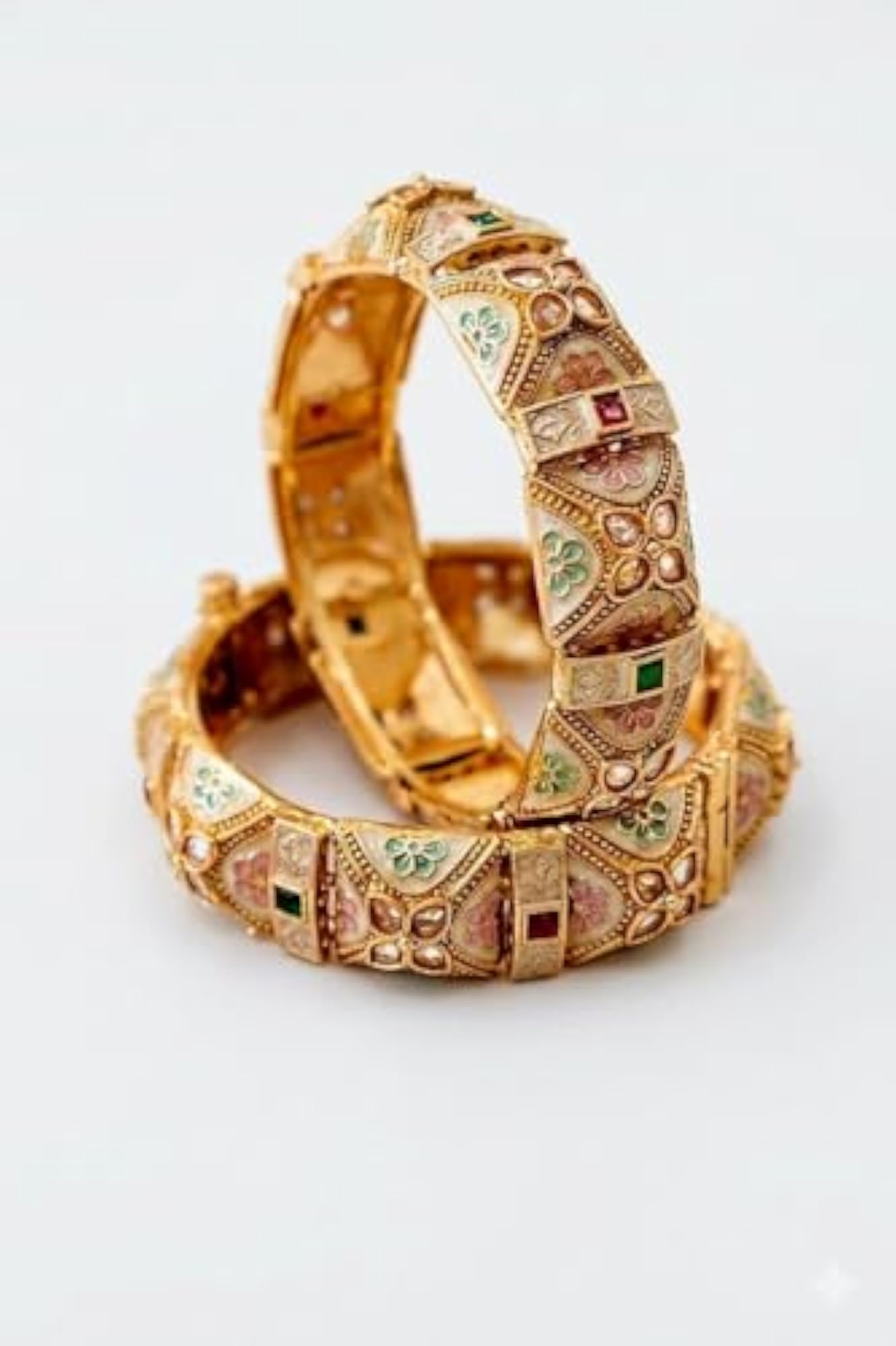 Women's Floral Enamel Design Kada Bangle Set, Traditional