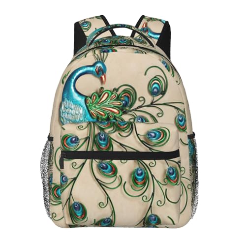 Bolsa de viaje y senderismo EdWal para escapadas de fin de semana con estampado de pavo real