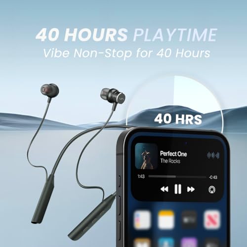 Image of VIDA NeckBlaze V10, Wireless in-Ear Neckband, 40Hrs Playtime, Dual Pairing, Magnetic Hall Sensor, BT v5.4, Type-C Fast Charging, 10mm Drivers, HD Calls with in-Built Mic (Black)