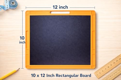 Image of YAJNAS Double Sided Blackboard Slate with Handle for Kids Chalkboard Writing Drawing Learning Board Pre Writing Practice Educational Toy for Toddlers Preschool Nursery LKG UKG Children 10x12 Inch