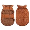 Queenmore warm dog coat cold weather puffer dog coat quilting winter dog jacket ultra thick plush lining with storage pockets brown x small  urban country home decor