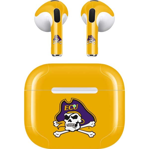 Skinit Decal Audio Skin Compatible with Apple AirPods (3rd Gen, 2021) - Officially Licensed ECU Pirates Logo Yellow Design