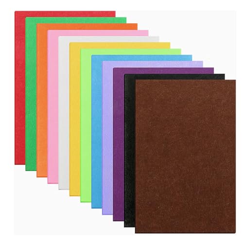 QEDBOJE Feuille de Feutrine 2mm, 10 couleurs, sans substances nocives, idéal pour DIY, patchwork et artisanat (A4 20x30 cm) (Noir, Blanc, Vert, Rouge, Marron, Orange, Violet, Jaune, Bleu)