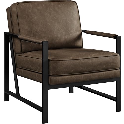Image of Yaheetech Mid-Century Accent Chair, Modern Armchair, Brown