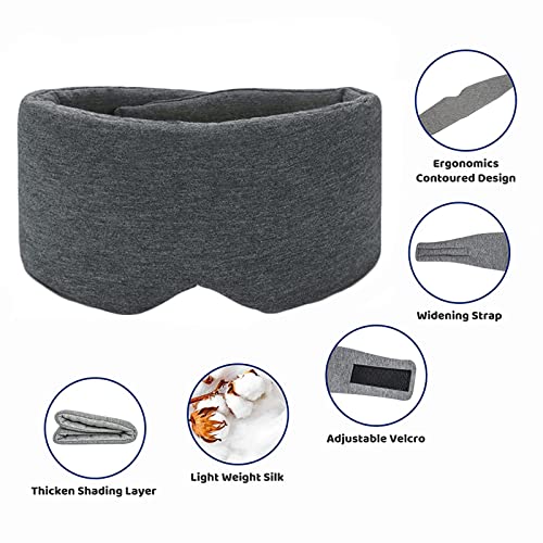 Masque de Sommeil Masque de sommeil occultant fait à la main Cache Yeux Réglable pour Homme Femme pour les Voyages, la Sieste, le Yoga Taille Unique, Gris – vue 3