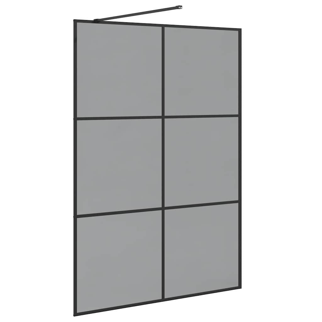 Parete doccia Walk in nero, 140 x 195 cm, vetro temperato da 5 mm, con asta di supporto da 100 cm, telaio regolabile e profilo verniciato a polvere, per bagno e ristrutturazione