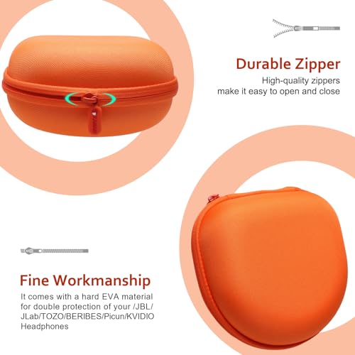 Image of Headphone Headset Case for BERIBES /Skullcandy /Yoto /Beats /JBL /JLab /TOZO / /Picun /KVIDIO Noise Cancelling Over-Ear Foldable Headphone (Orange)