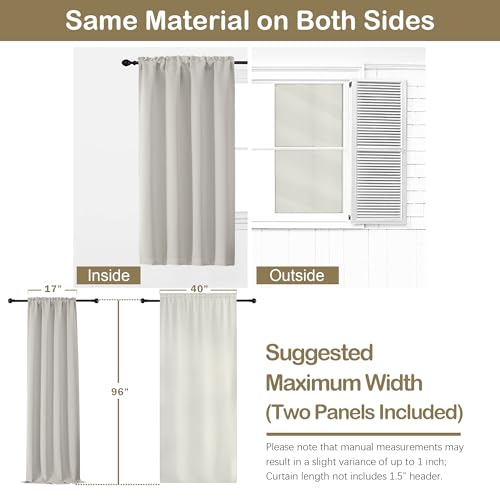 Image of Natural Room Darkening Curtains for Bedroom 96 Inches Long 2 Panels, Thermal Insulated Energy Saving Blackout Curtains for Living Room, Dual Rod Pocket Blackout Drapes, 2x40Wx96L Inches
