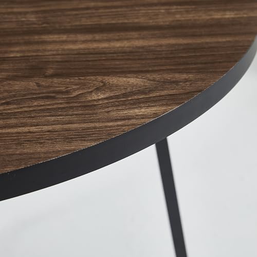 Image of 5-Piece Modern Round Dining Table Set, 35'' Wooden Table with 4 Velvet Upholstered Chairs, Compact Space-Saving Furniture for Small Apartments, Kitchens, and Dining Rooms (Brown Top, Green)