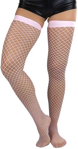 Image of ToBeInStyle Women's Vibrant Large Net Fishnet Thigh High Elastic Nylon Novelty Stockings