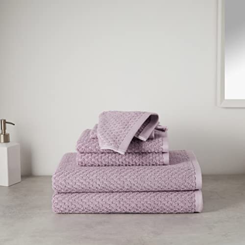 Amazon Basics Odor Resistant Textured Bath Towel Set - 6-Pieces, Lavender #TOP4