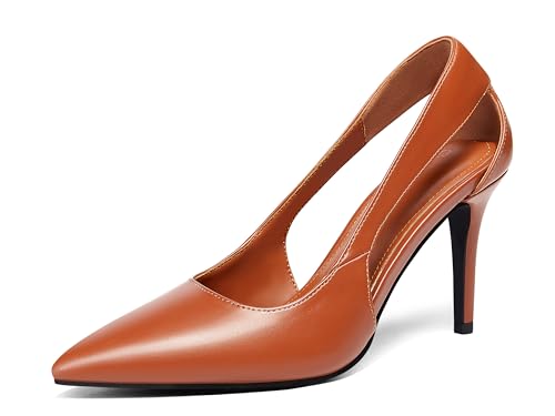 Coutgo Womens Dressy Heels Shoes Closed Pointed Toe Cut Out Pumps Casual Work Shoes