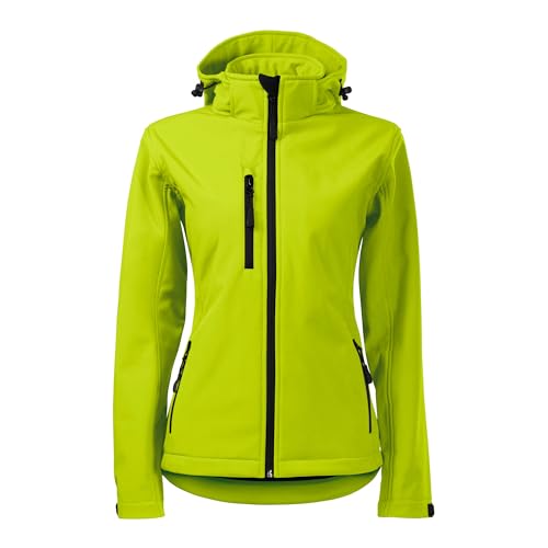 DELUNO Gelb Damen Softshelljacke mit Kapuze Tailliert Outdoor - Sport Jacke Regenjacke (521-L-Gelb)