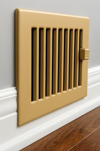 Image of 6 inch x 12 inch Brown Floor Register 2 Way - Stamped Face Steel Vent Cover, HVAC Floor Grille for AC Heat, Fits 6x12 Duct Opening, Heavy Duty Metal Register