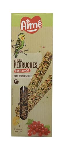 Aime Baguettes aux Fruits Rouges pour Perruches/Friandises pour Oiseaux/2 Baguettes Croustillantes