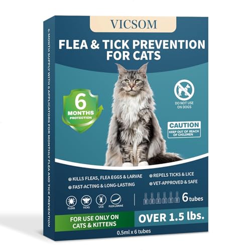 VICSOM Flea Treatment for Cat Flea and Tick Prevention for