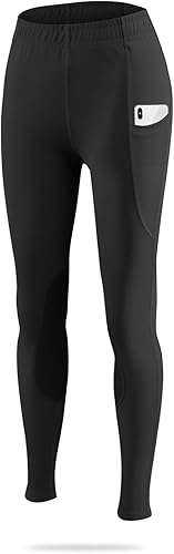 BALEAF Pantalones de equitación para niñas pantalones ecuestres para niños mallas de equitación para jóvenes bolsillo con parche en la rodilla UPF50
