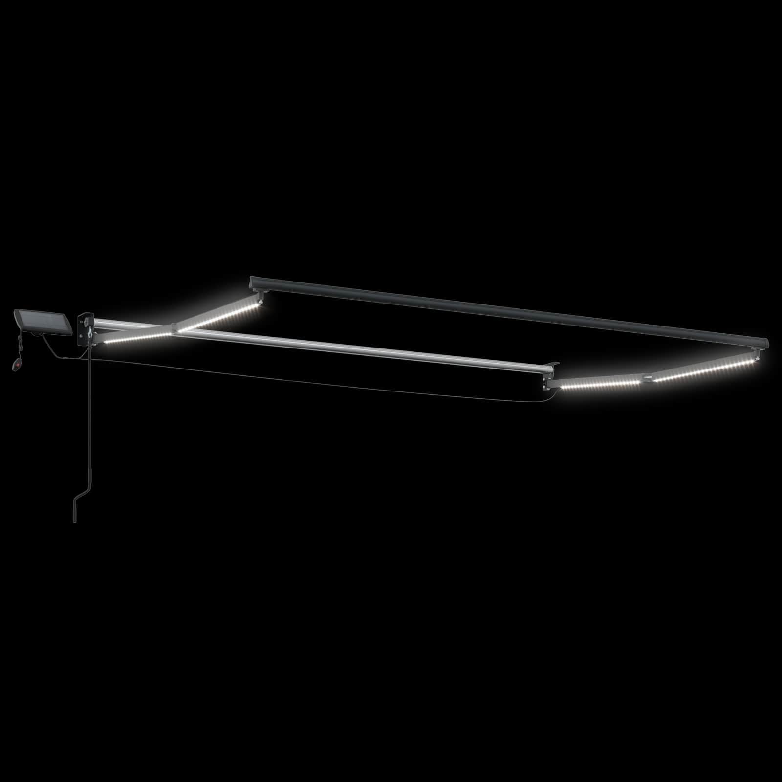 Telaio per tenda da sole elettrico, 3 x 2 m, in alluminio, con luci a LED a energia solare, manovella manuale, resistente alle intemperie, ideale per terrazza, balcone, giardino, protezione