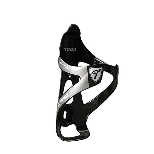 IRON JIA'S Porte-bidon Vélo, Cages de Bouteilles d'eau en Fibre de Carbone Accessoires de Bicyclette Porte-bouteille de vélo léger et solide pièces de cyclisme, blanc argenté