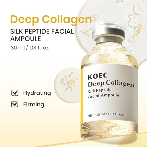 Image of KOEC 2PCS Deep Collagen Silk Peptide Facial Ampoule Set Face Lifting Serum,Intensive Tightening & Smoothing & Hydrating,Non-Greasy,Gentle Formula