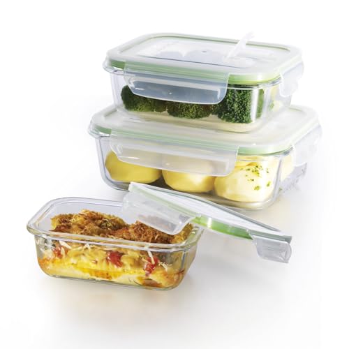 Die besten Pfannkuchen aus dem Thermomix® 3 GOURMETmaxx Glas Frischhaltedosen Klick-it 3er Set | Hervorragend geeignet für Spülmaschine, Mikrowelle, Backofen und Gefrierschrank | Luftdicht & Auslaufsicher