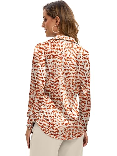 Premium Soft Breathable Stretch Satin Silk Button Down Shirts for Women Long Sleeve Leopard Blouses Work Dress Tops4