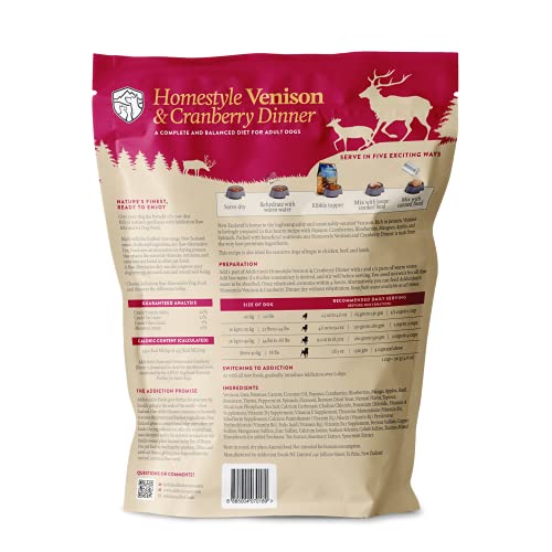 Addiction Homestyle Venison & Cranberry Dinner Raw Alternative Dog Food - Gently Air-Dried Complete Meal Or Dog Food Topper For Digestive And Skin And Coat Health, 2 Pounds #TOP1