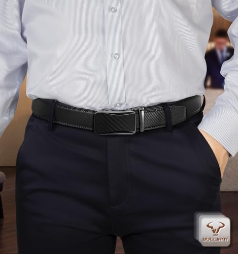 Image of BULLIANT Men's 2-Pack Ratchet Leather Belt Trimmable 1 3 /8 inch-Gift Boxed